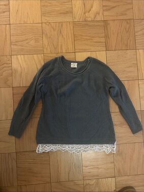 Hippie Rose Ribbed Knit Long Sleeve Top in Green